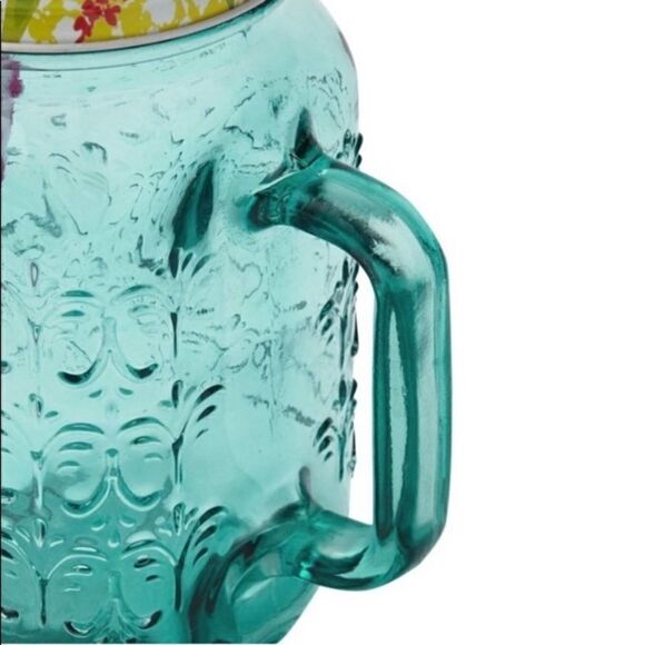 32 oz. - The Pioneer Woman Sunny Days glass MASON JARS with straws - set of 2 - Picture 4 of 6